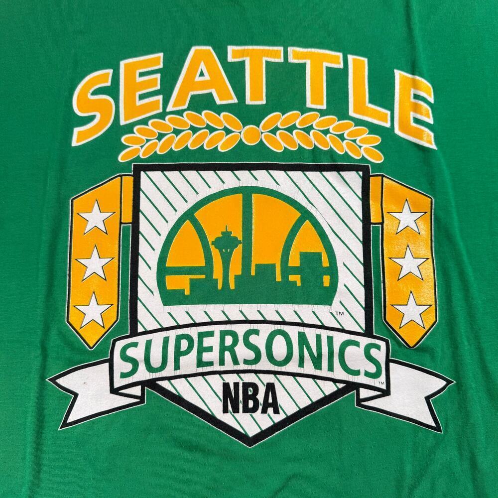 vintage seattle supersonics green t-shirt size large single stitch - Picture 5 of 5